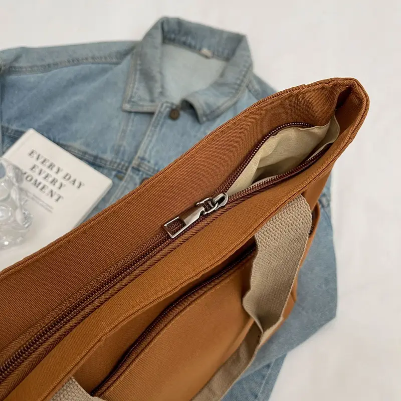 College Style Large Capacity Tan Tote Bag for Women