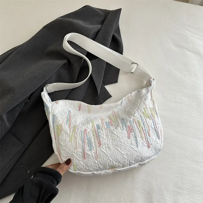 Light Weight Purple Embroidered Shoulder Bag for Women - Image 6