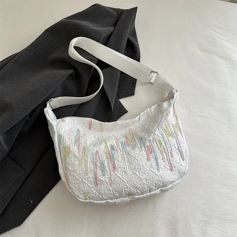 Light Weight Purple Embroidered Shoulder Bag for Women - Image 7