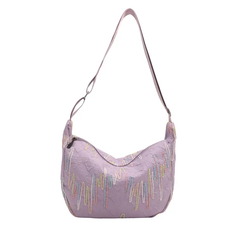 Light Weight Purple Embroidered Shoulder Bag for Women - Image 10