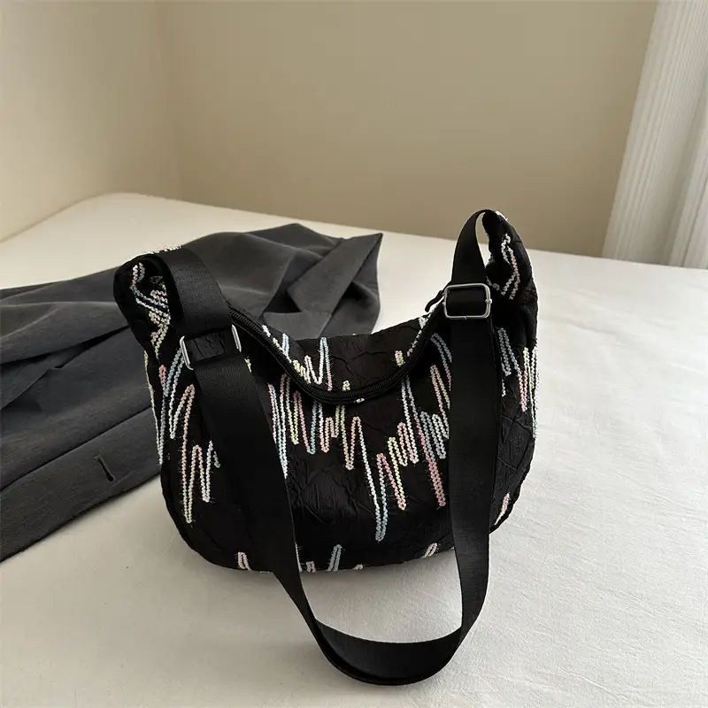 Light Weight Purple Embroidered Shoulder Bag for Women - Image 2