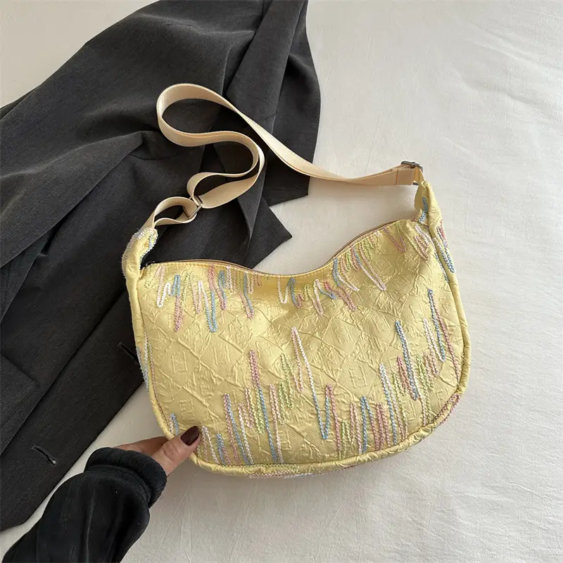 Light Weight Purple Embroidered Shoulder Bag for Women - Image 3
