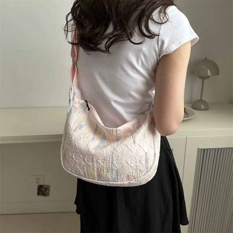 Light Weight Purple Embroidered Shoulder Bag for Women - Image 5
