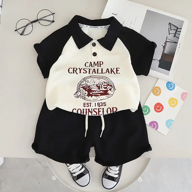 Baby's White Black Two-Piece Summer Suit