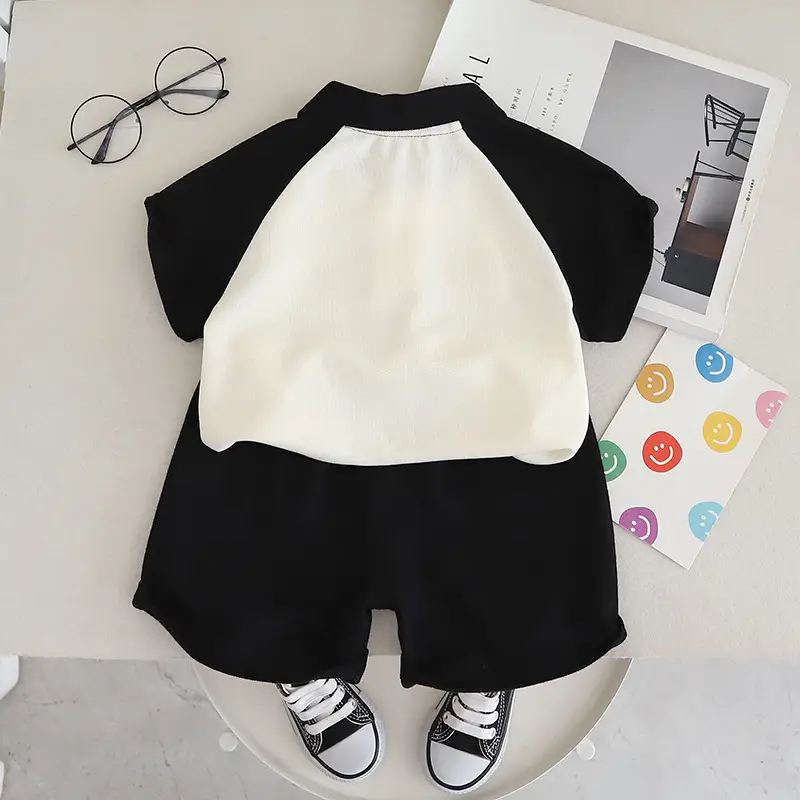 Baby's White Black Two-Piece Summer Suit