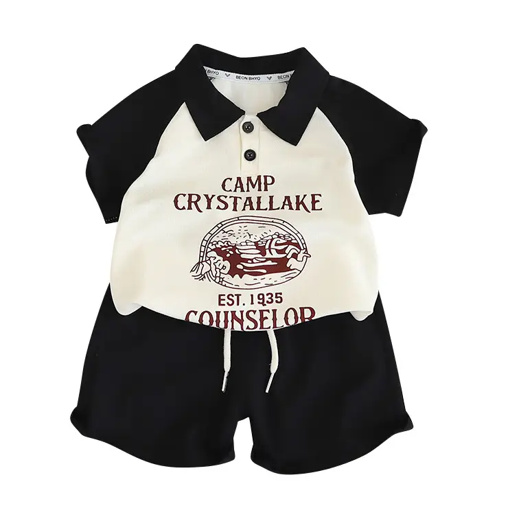 Baby's White Black Two-Piece Summer Suit