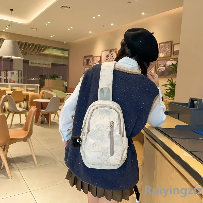 Bear Print Crossbody Bag for Girls Boys Junior High