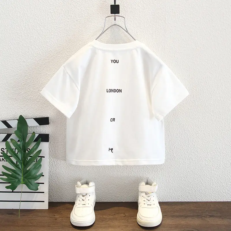 Boys White Cotton T-Shirt 51 Short Sleeve - Image 2