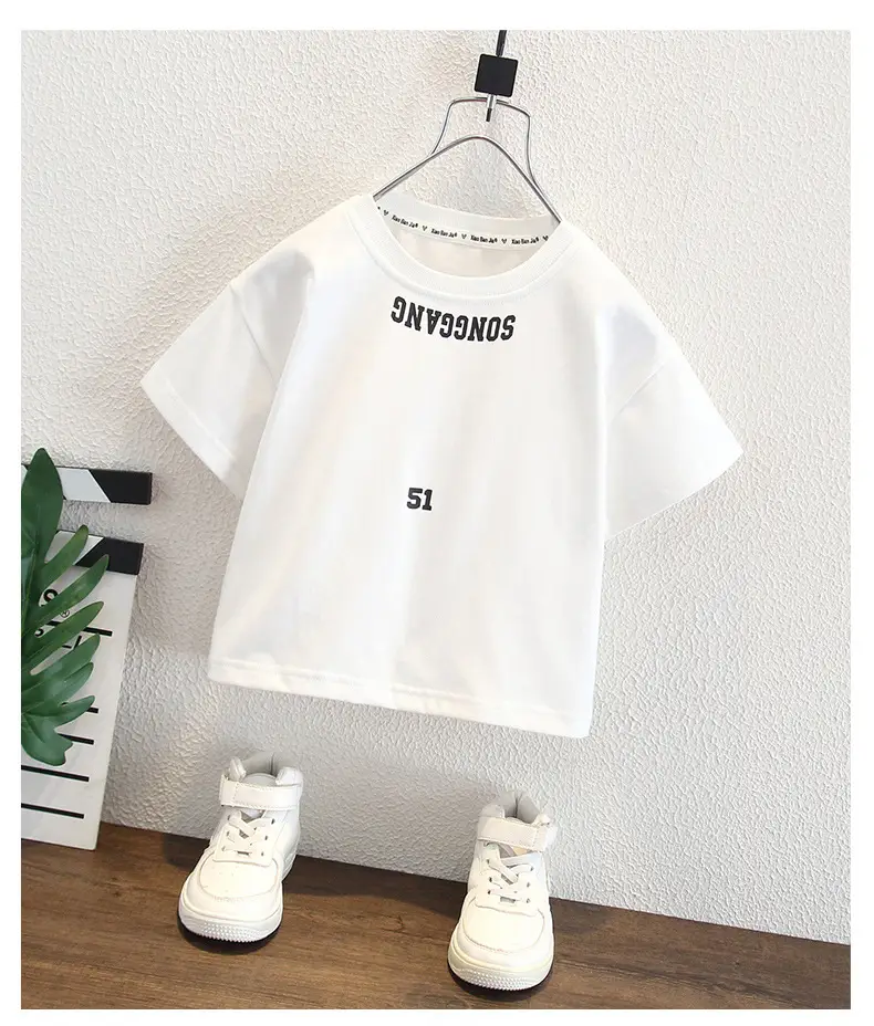 Boys White Cotton T-Shirt 51 Short Sleeve — feature 5