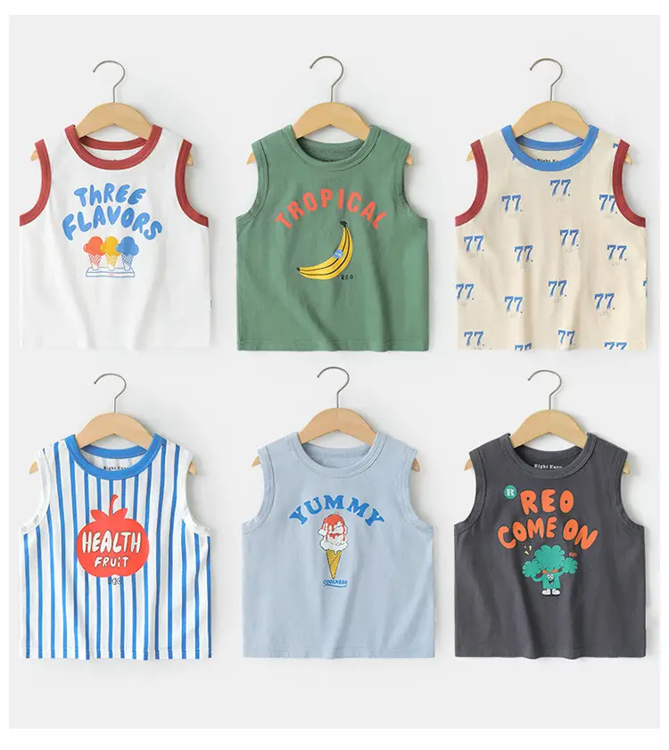 Boys Pure Cotton Sleeveless Vest Summer Health Print — feature 3