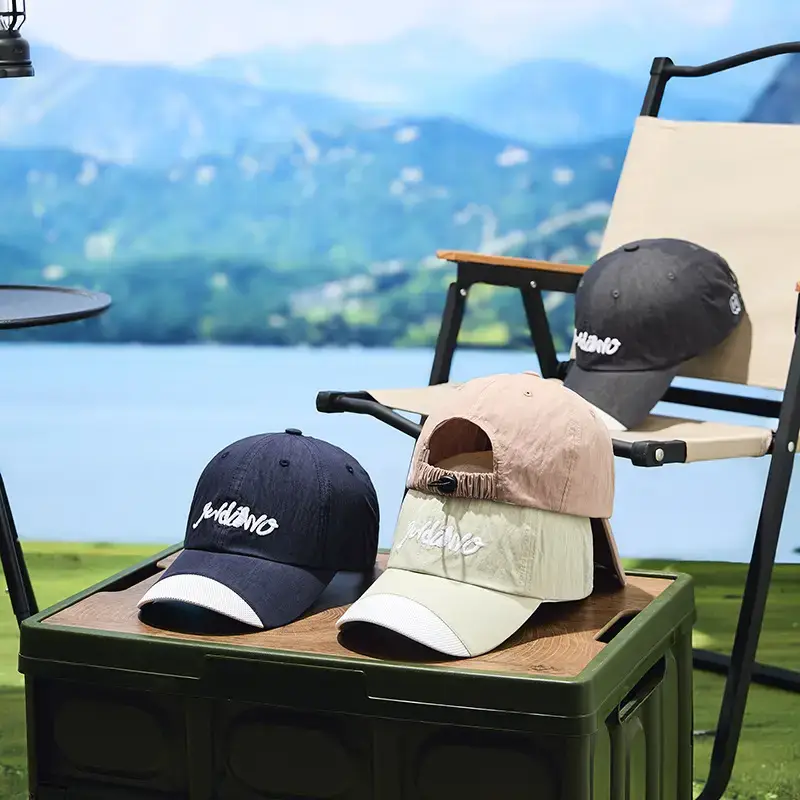 2025 Spliced Baseball Cap Navy Blue White Logo Outdoor Sun Protection