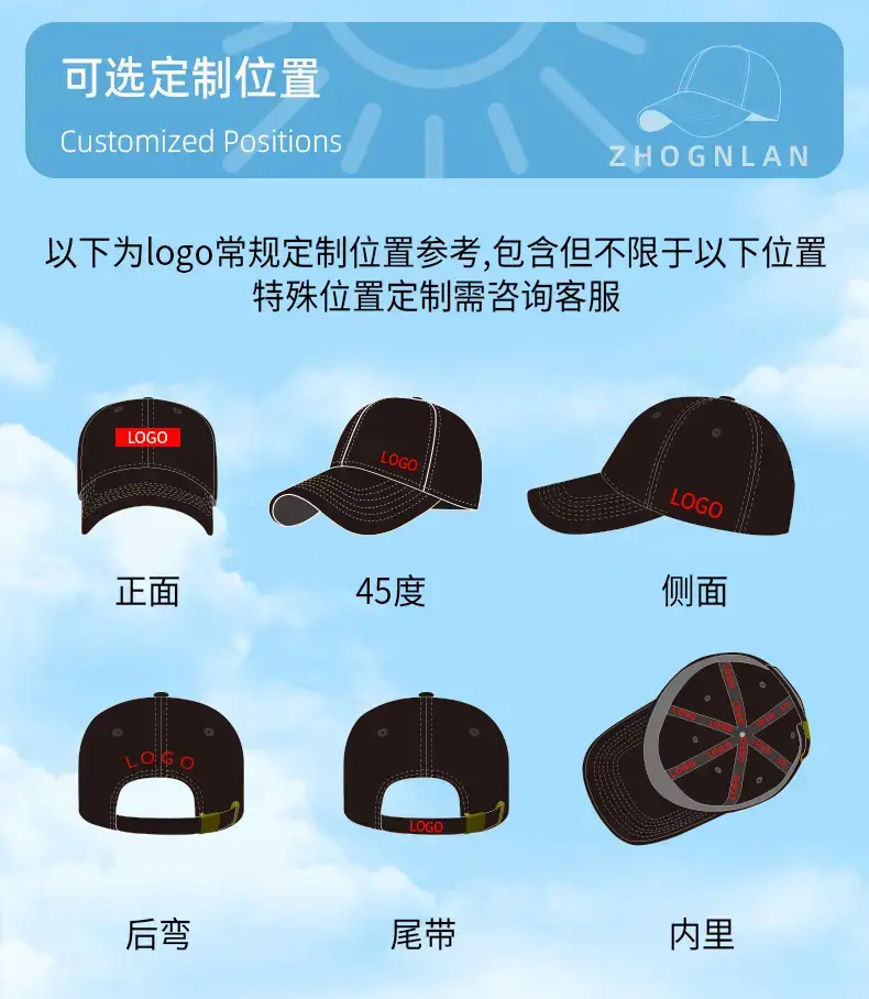 2025 Spliced Baseball Cap Navy Blue White Logo Outdoor Sun Protection — feature 29