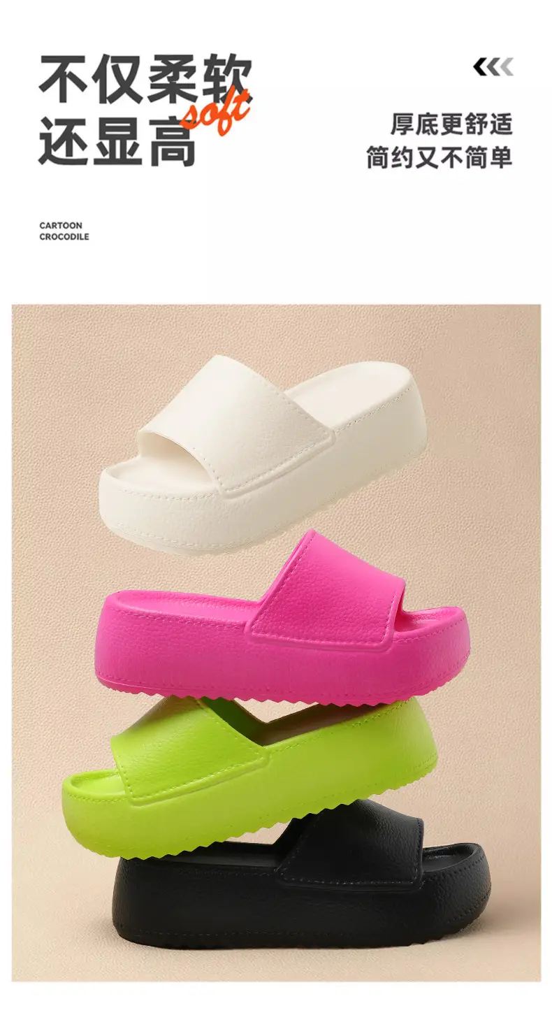 Internet Celebrous Popular Vacation Thick Slippers Women's Non-slip Outer Wear Fashion Beach Slippers Women's High Heel Slippers Trendy — feature 18