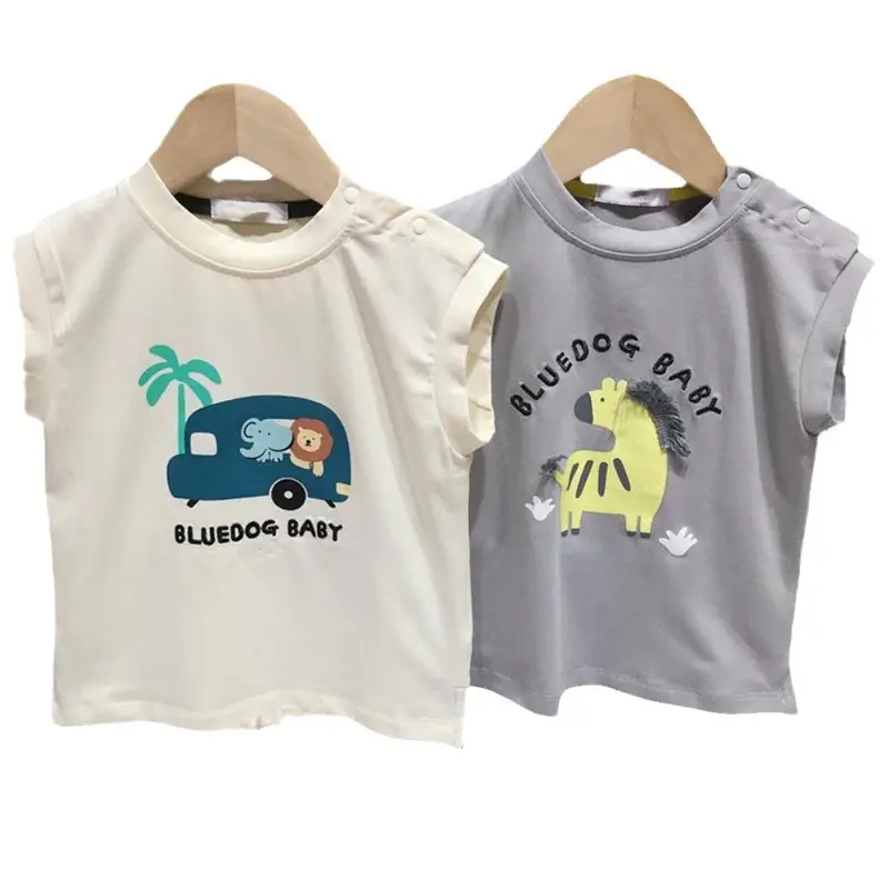 Kids Cotton Sleeveless T-Shirt with "MS442104" Embroidery - Image 7
