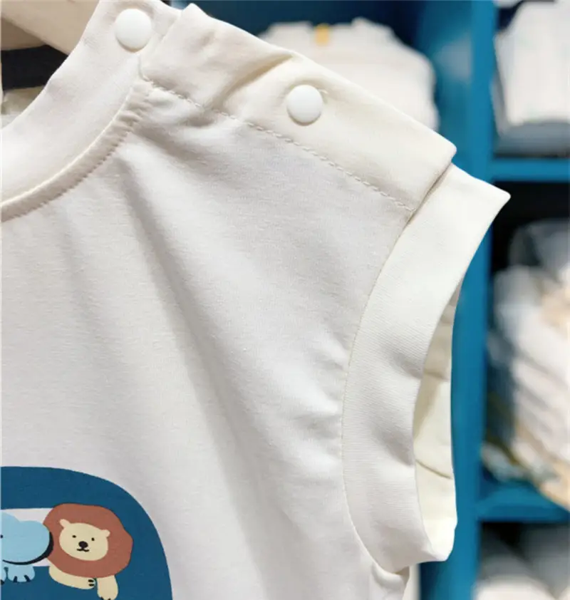 Kids Cotton Sleeveless T-Shirt with "MS442104" Embroidery — feature 21