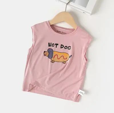 Boys Sleeveless T-Shirt Light Blue Cactus Print - Image 4