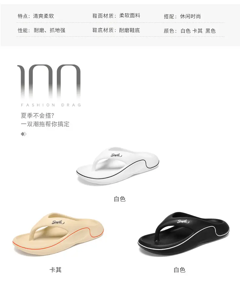 Summer TikTok Online Celebrity Live Broadcast Men's Fashion Outer Wear Soft Bottom Flip Flops Cross-border plus size Casual Flip Flops Men's Flip Flops — feature 5