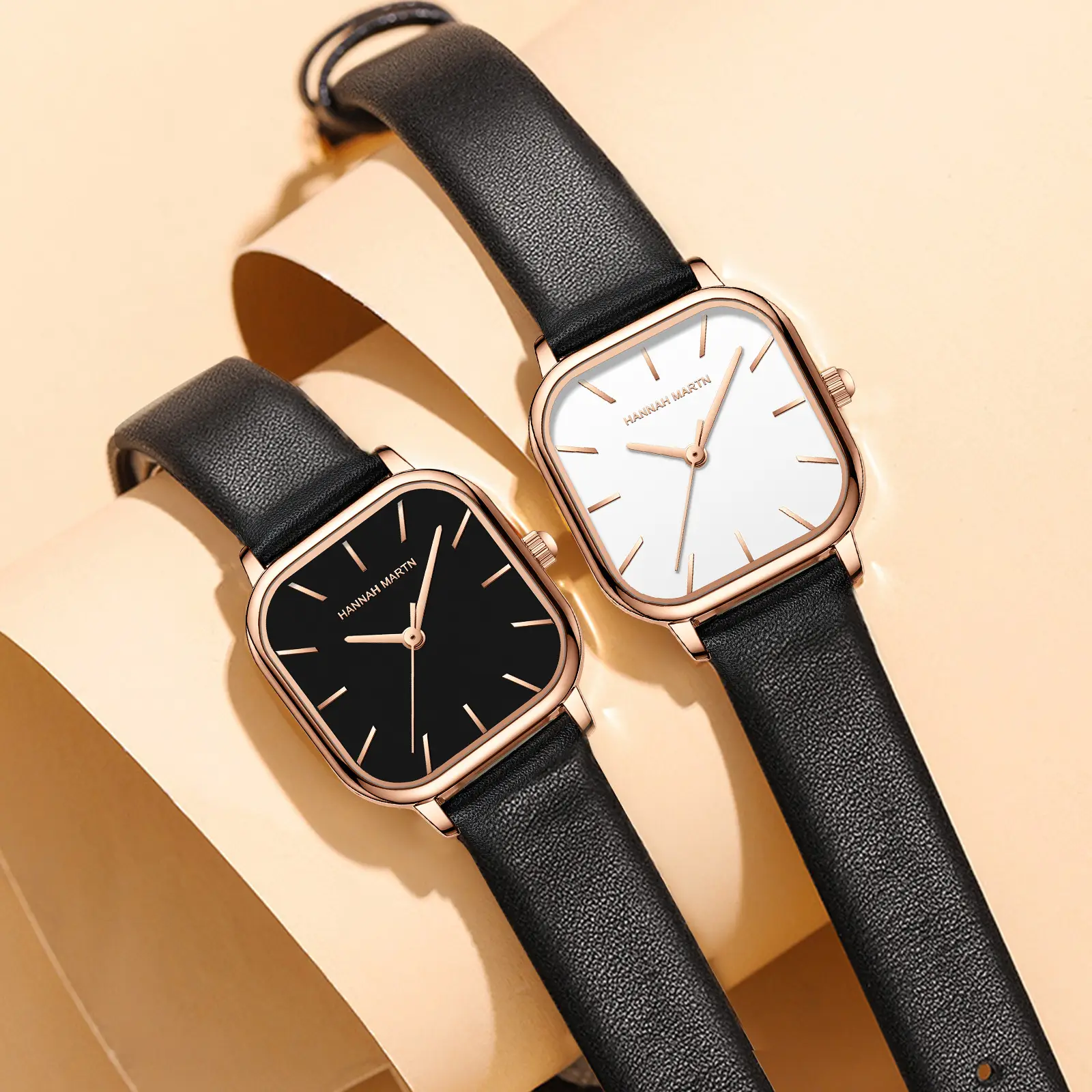 Women Rose Gold Quartz Watch Black Strap 2025 - Image 4