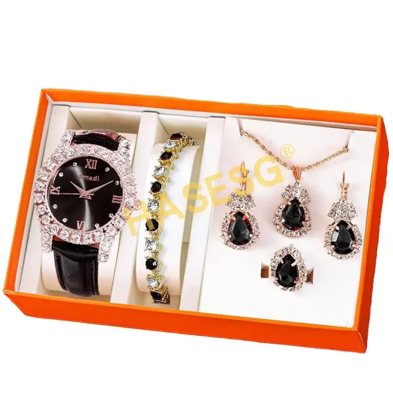 Green Emerald Watch Set for Women Luxury Jewelry - Image 9