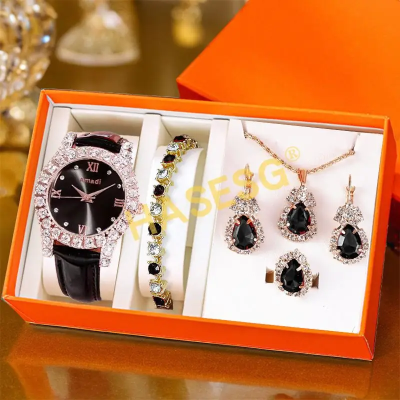 Green Emerald Watch Set for Women Luxury Jewelry - Image 2