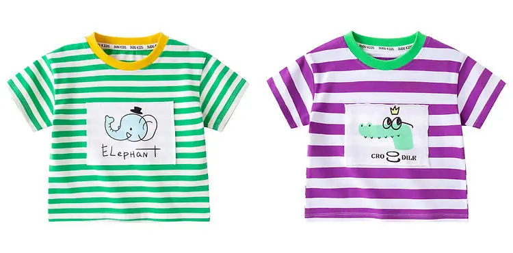 Doodle Baby Striped T-Shirt Summer Boys Base Shirt Summer Trendy — feature 11
