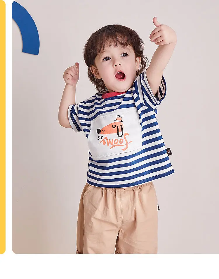 Doodle Baby Striped T-Shirt Summer Boys Base Shirt Summer Trendy — feature 13