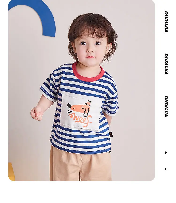 Doodle Baby Striped T-Shirt Summer Boys Base Shirt Summer Trendy — feature 14