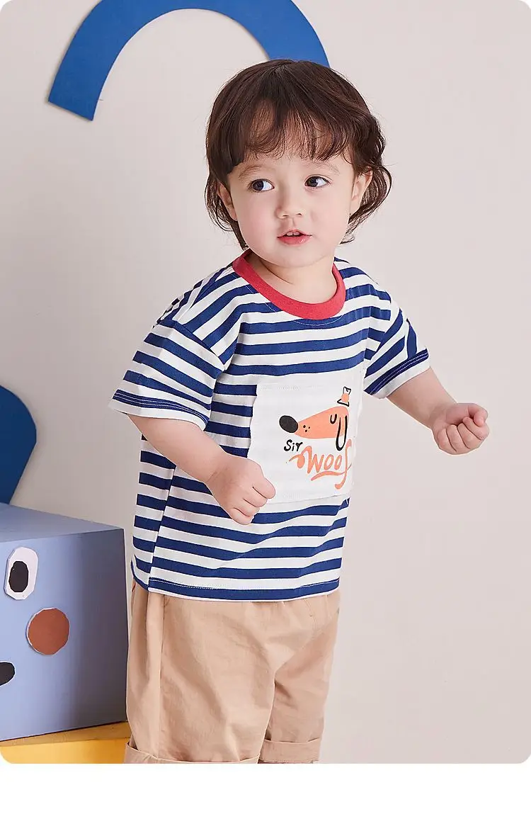 Doodle Baby Striped T-Shirt Summer Boys Base Shirt Summer Trendy — feature 15