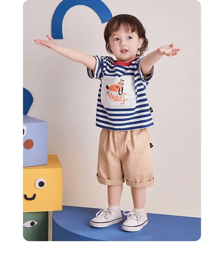 Doodle Baby Striped T-Shirt Summer Boys Base Shirt Summer Trendy — feature 16
