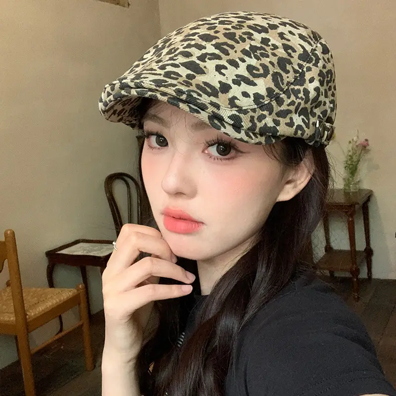 Retro Leopard Print Women's Spring Hat - Image 2