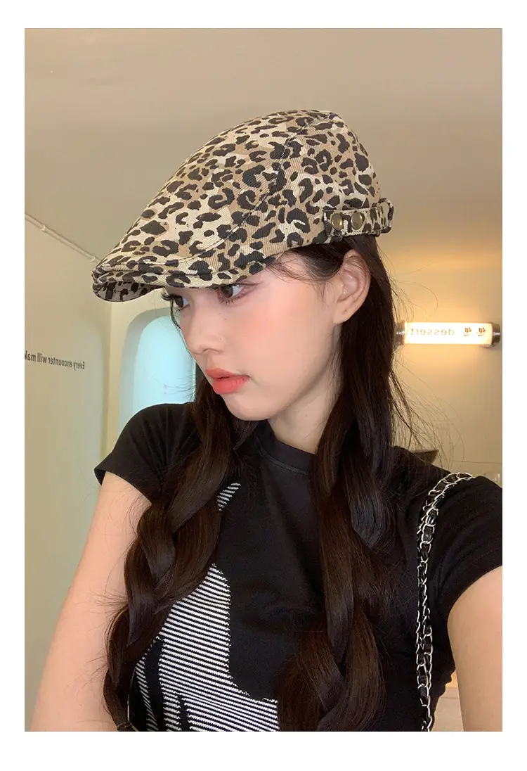 Retro Leopard Print Women's Spring Hat — feature 7