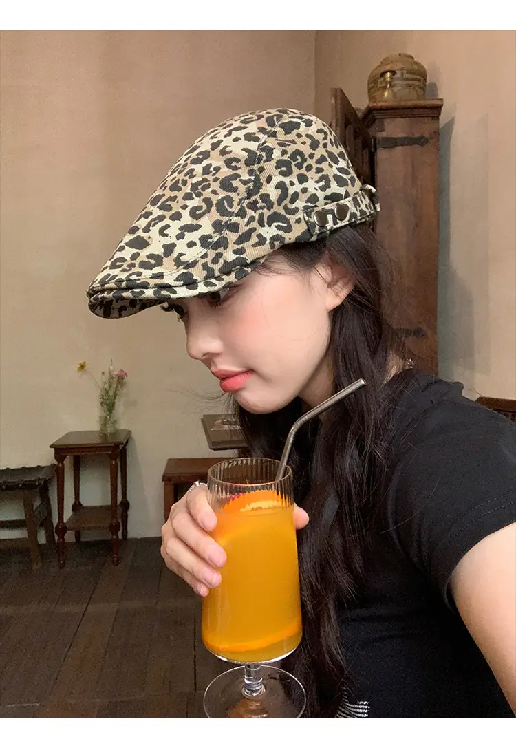 Retro Leopard Print Women's Spring Hat — feature 8