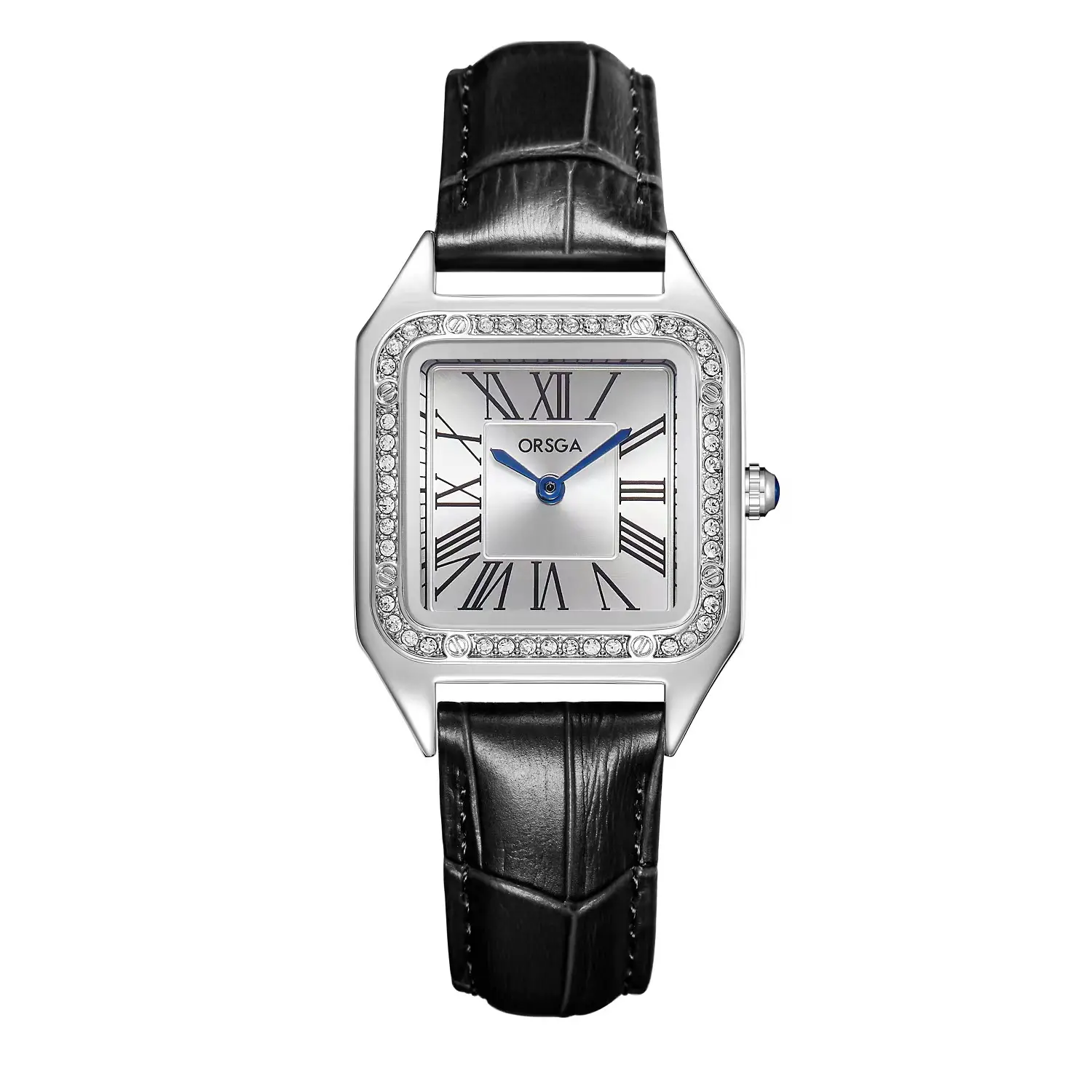 ORSGA Square Diamond Watch Rose Gold Black Strap - Image 28