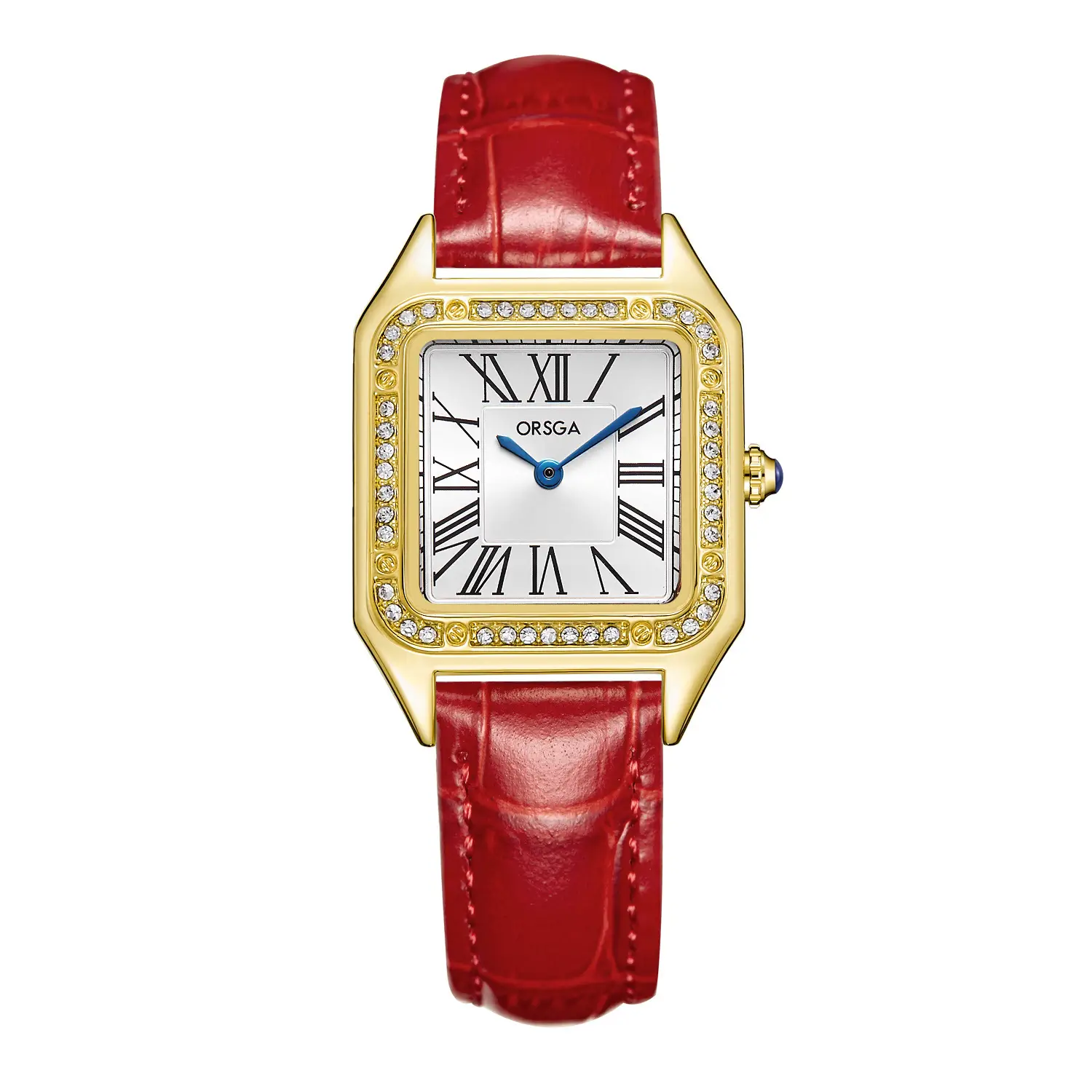 ORSGA Square Diamond Watch Rose Gold Black Strap - Image 10