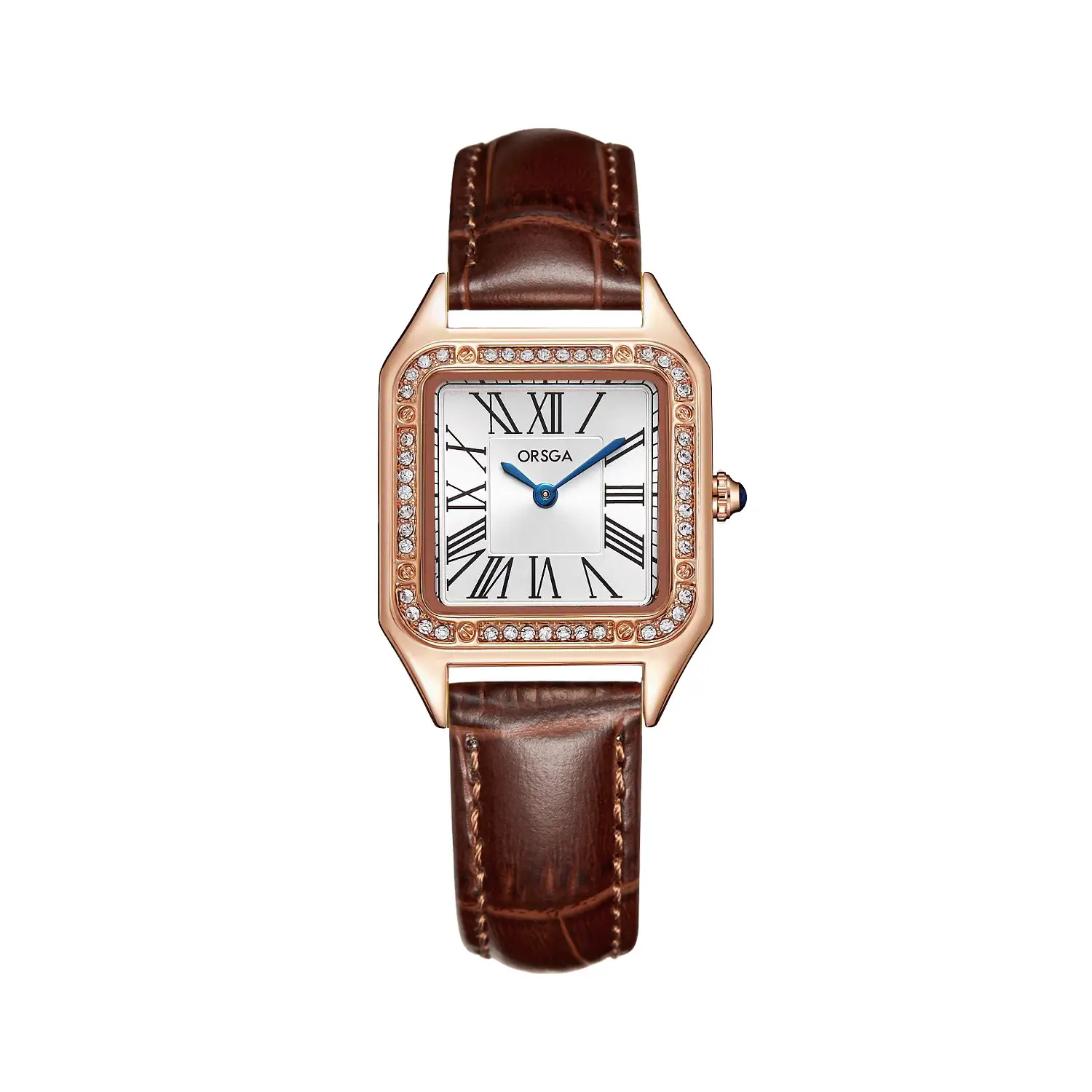 ORSGA Square Diamond Watch Rose Gold Black Strap - Image 13