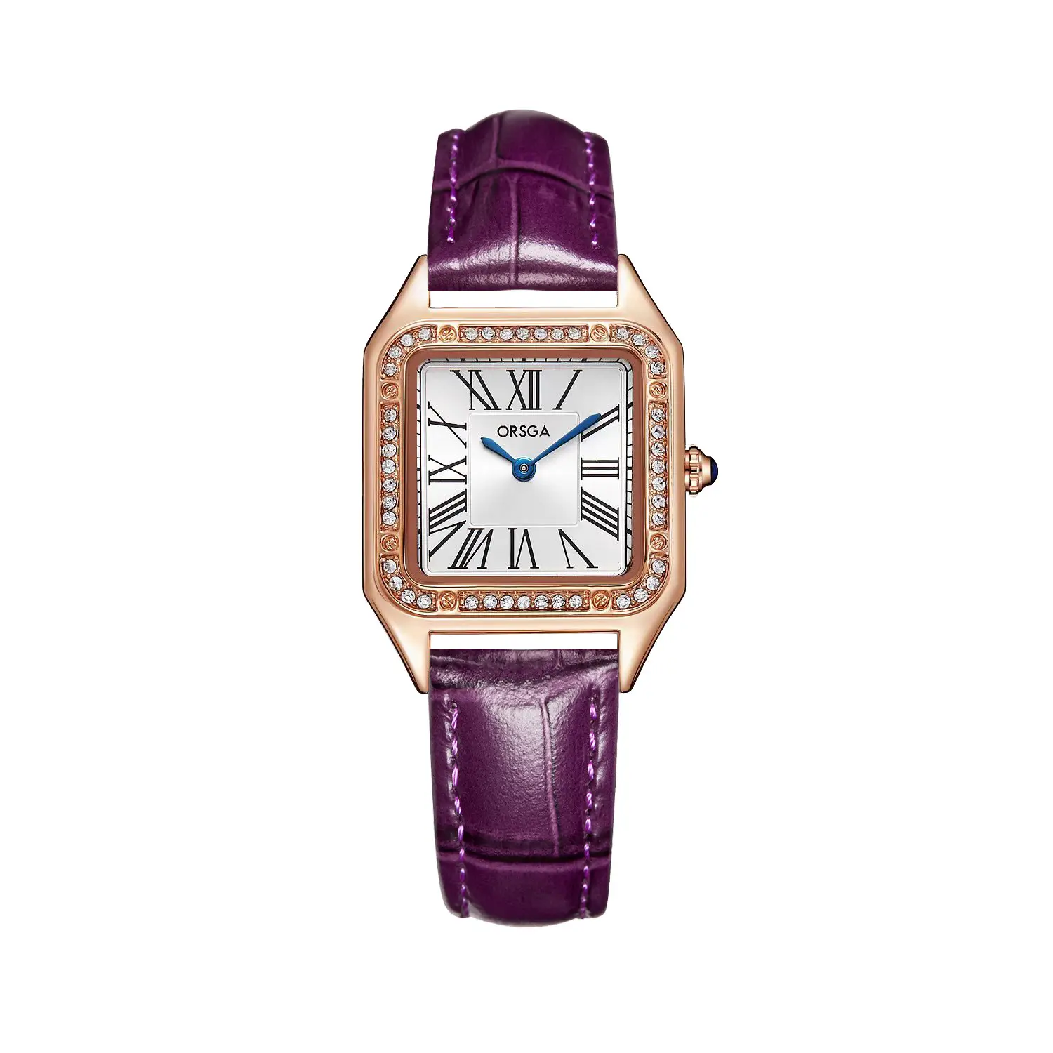 ORSGA Square Diamond Watch Rose Gold Black Strap - Image 14