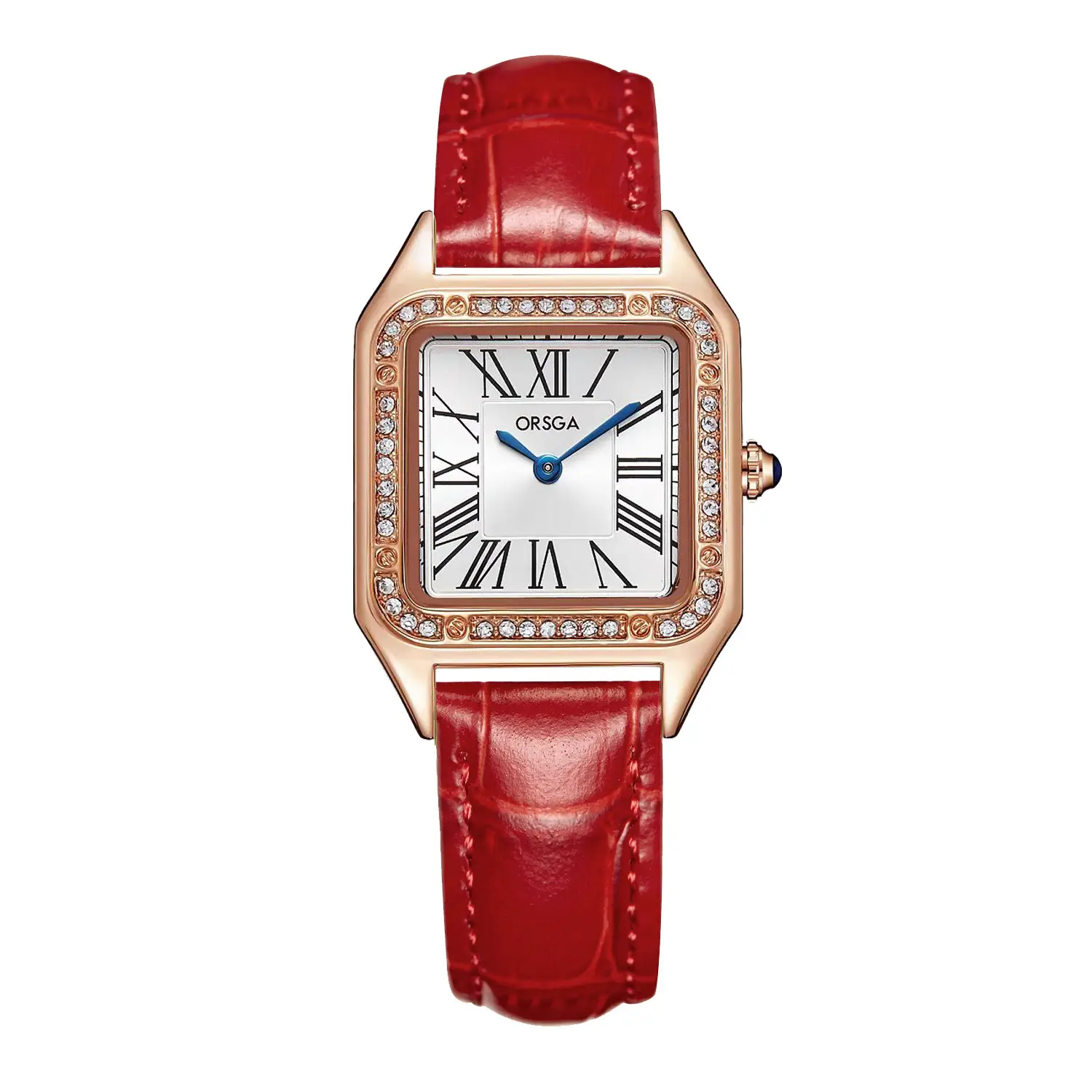 ORSGA Square Diamond Watch Rose Gold Black Strap - Image 15