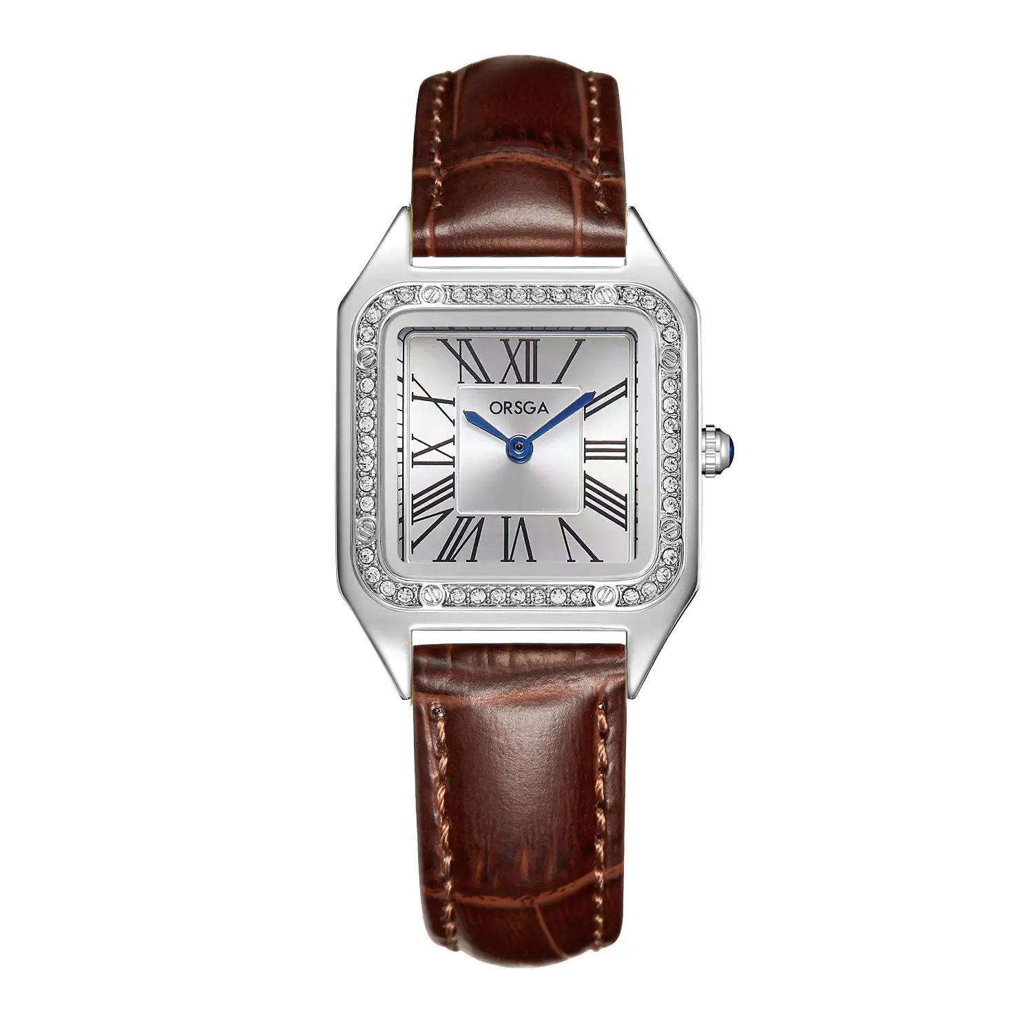 ORSGA Square Diamond Watch Rose Gold Black Strap - Image 2