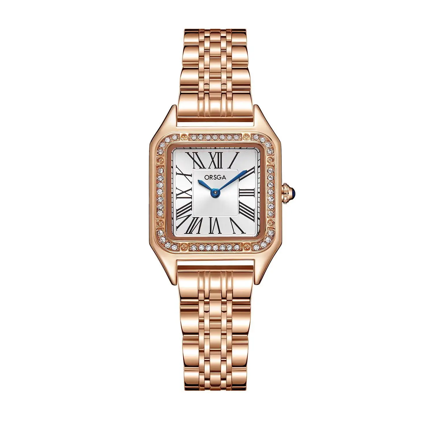 ORSGA Square Diamond Watch Rose Gold Black Strap - Image 22