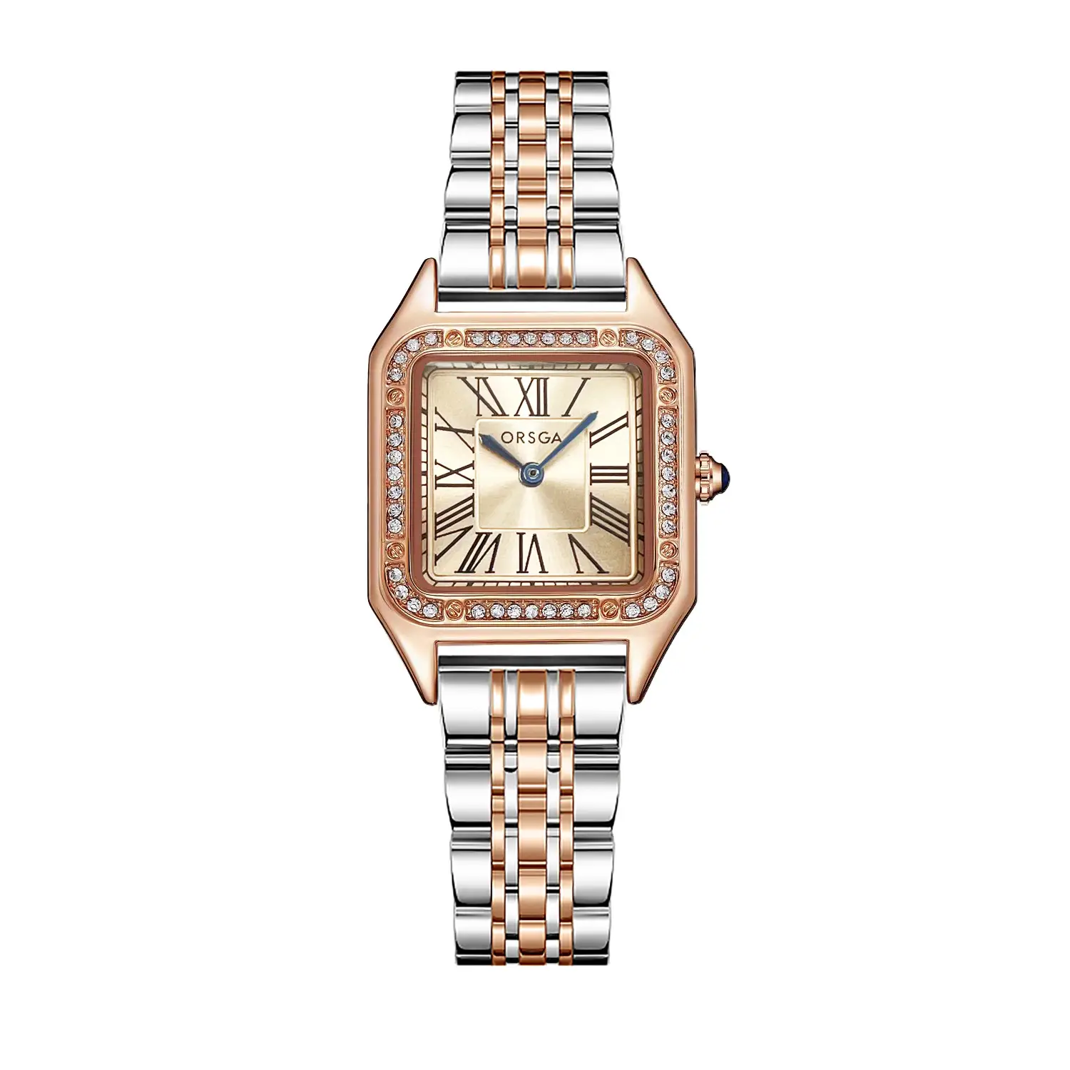 ORSGA Square Diamond Watch Rose Gold Black Strap - Image 23