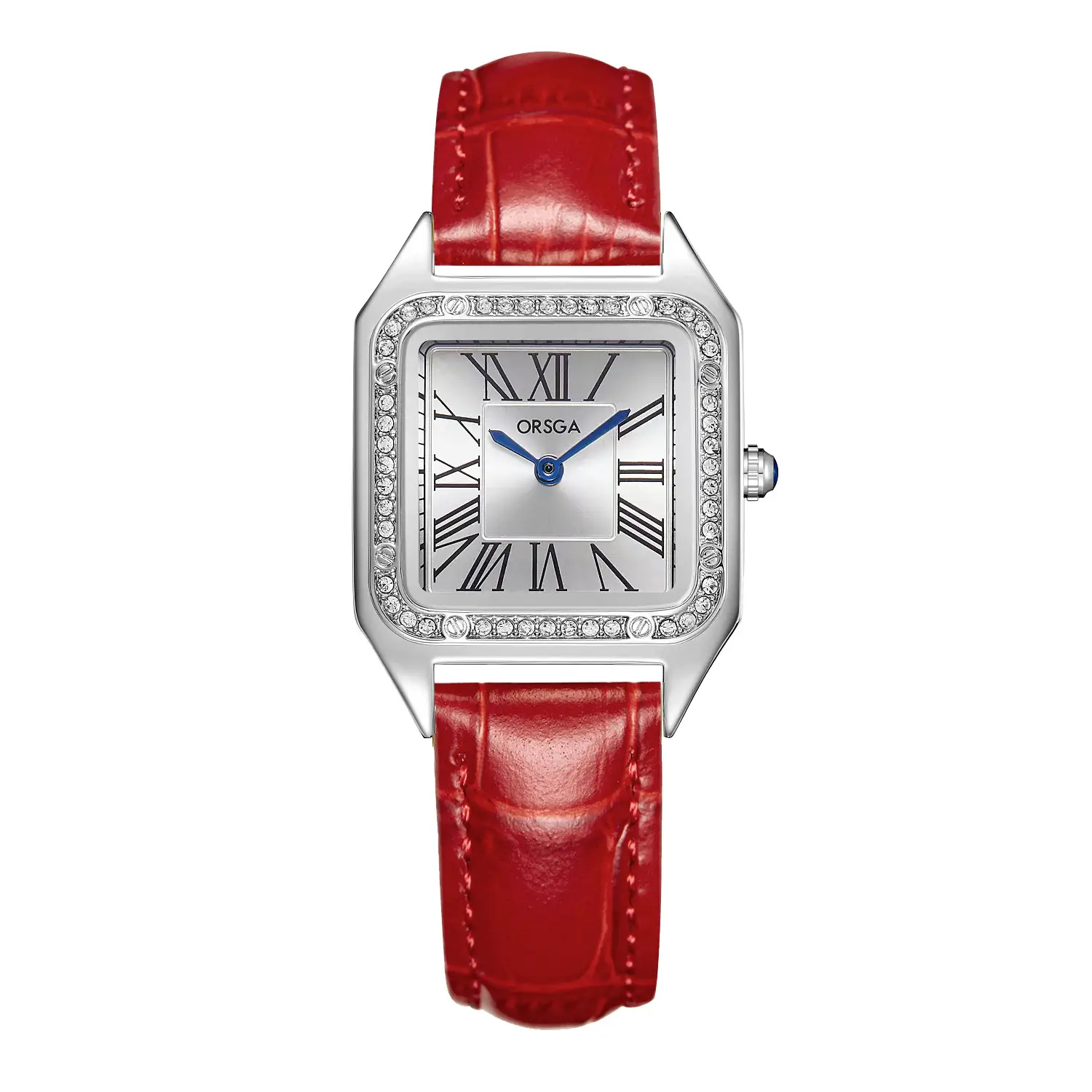 ORSGA Square Diamond Watch Rose Gold Black Strap - Image 3