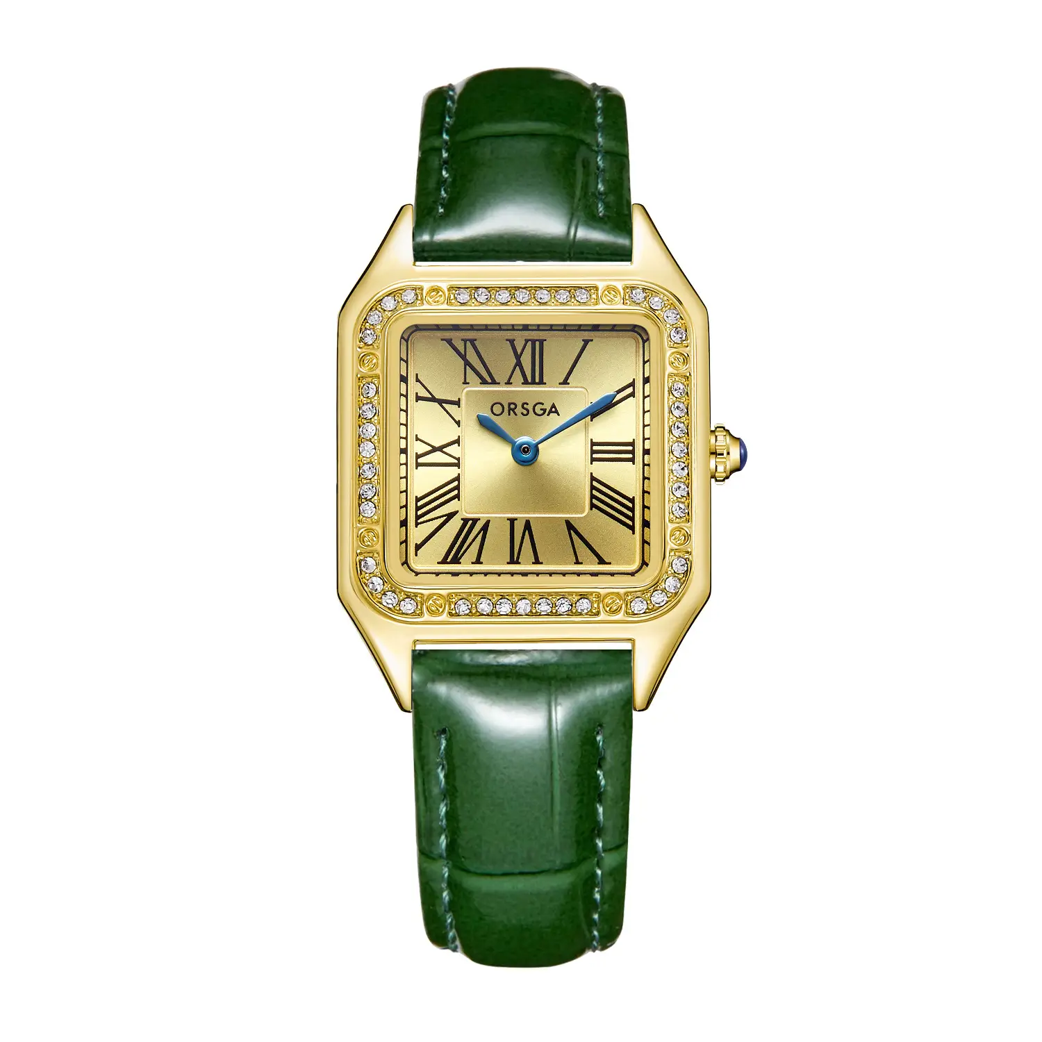 ORSGA Square Diamond Watch Rose Gold Black Strap - Image 4