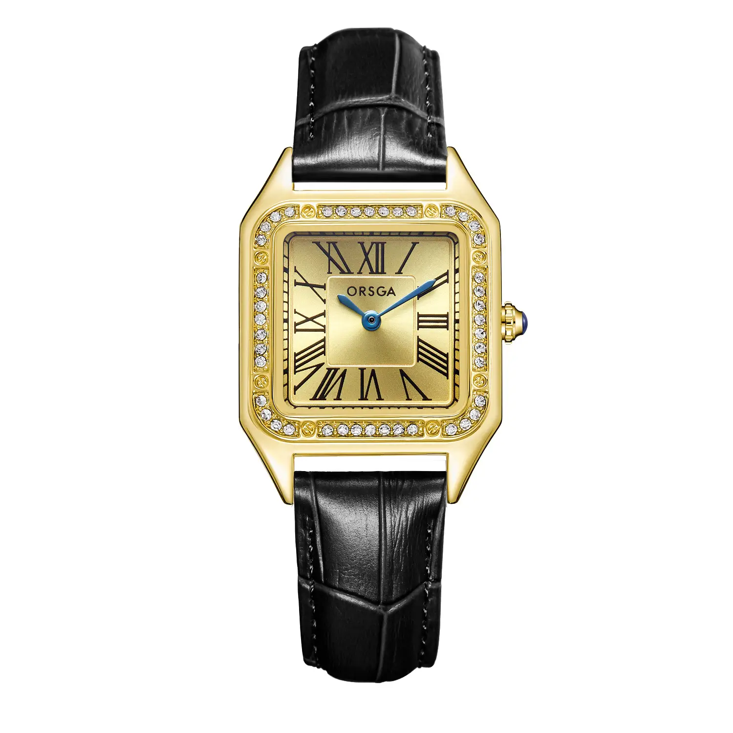 ORSGA Square Diamond Watch Rose Gold Black Strap - Image 5