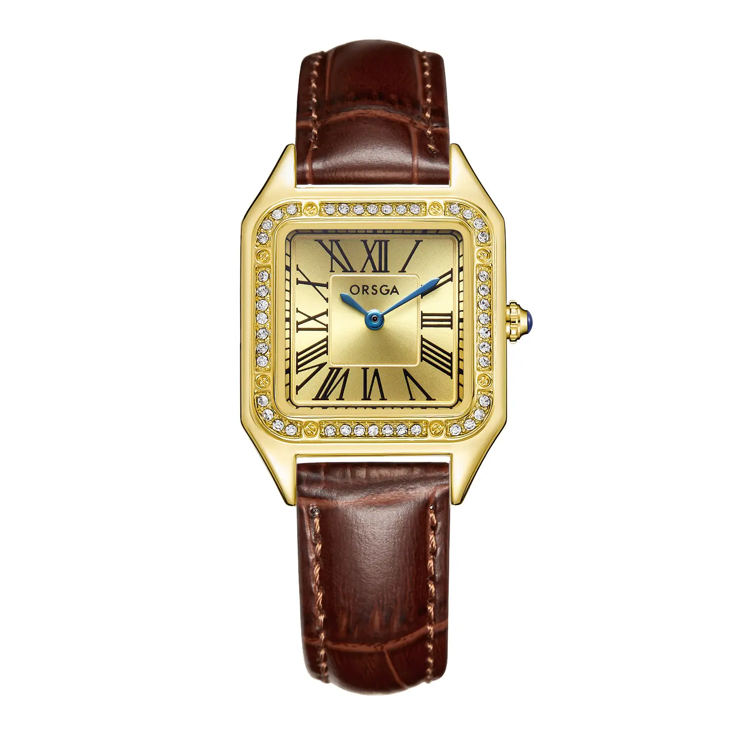 ORSGA Square Diamond Watch Rose Gold Black Strap - Image 6