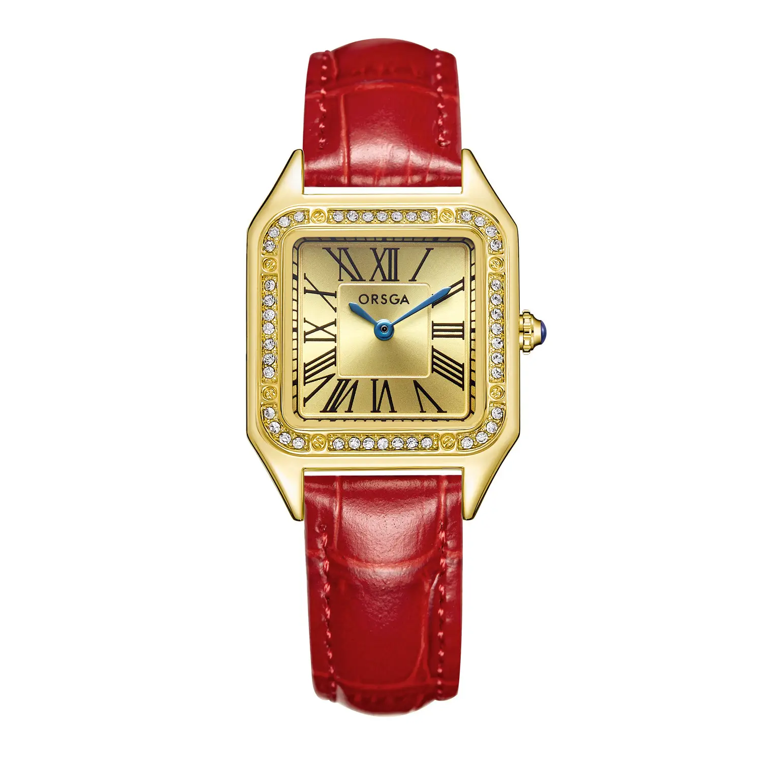 ORSGA Square Diamond Watch Rose Gold Black Strap - Image 7