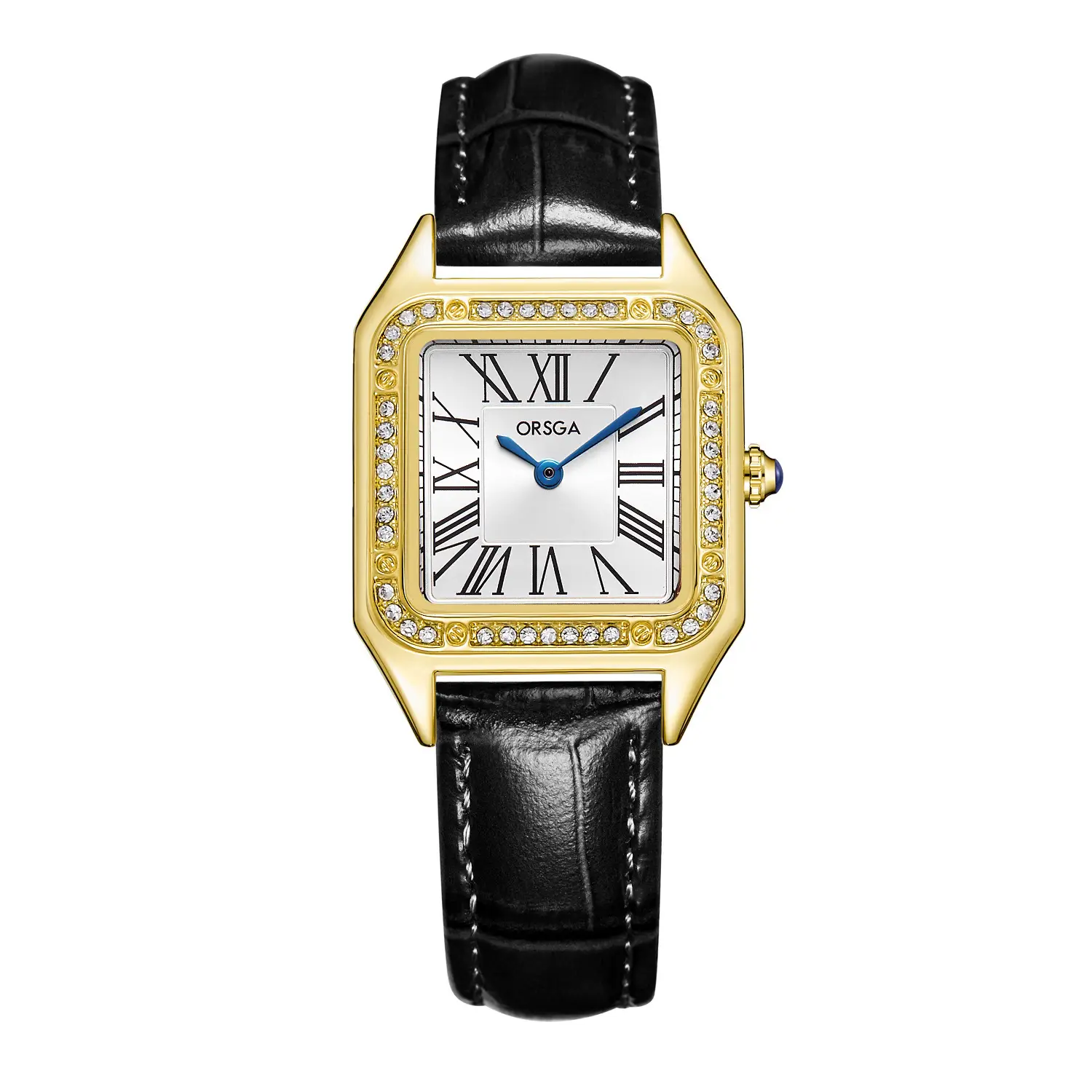ORSGA Square Diamond Watch Rose Gold Black Strap - Image 8