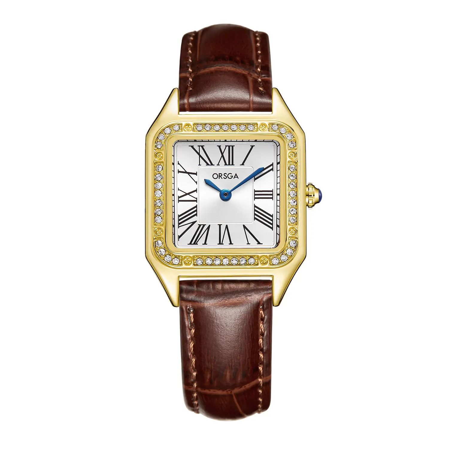 ORSGA Square Diamond Watch Rose Gold Black Strap - Image 9