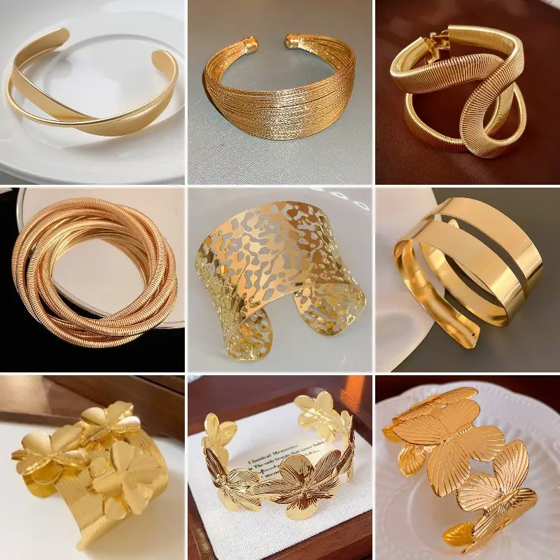 Europe and the United States cross-border metal flower bracelet exaggerated niche high sense bracelet arm ring design temperament jewelry wholesale — feature 3