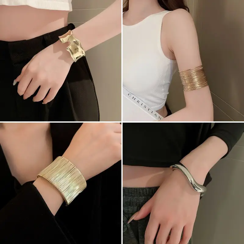 Europe and the United States cross-border metal flower bracelet exaggerated niche high sense bracelet arm ring design temperament jewelry wholesale — feature 4