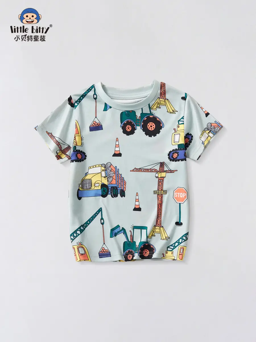 Boys Gray Cartoon Car T-Shirt Short Sleeve 2025 - Image 2